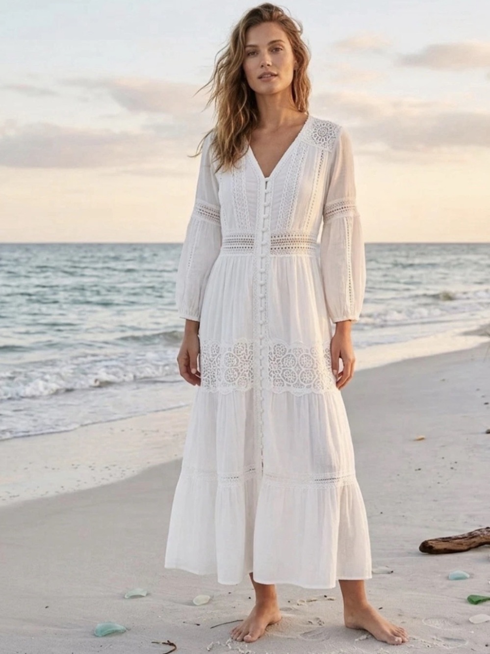 Chicwish Crochet Lace V-Neck Maxi Dress